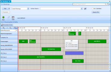 list bookings timeline planning en web